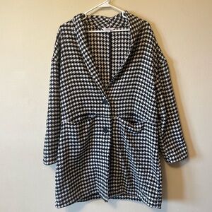 Black and white checkered overcoat